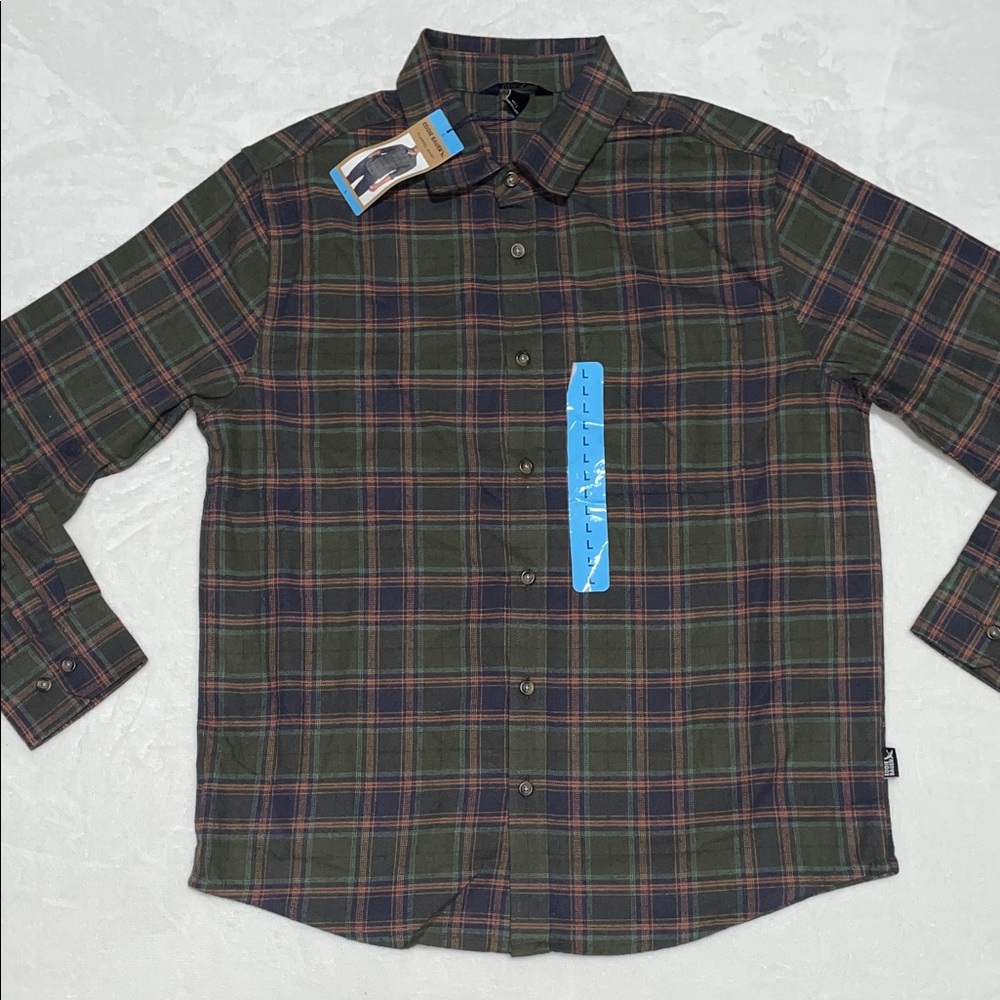 Eddie Bauer Men's Green Plaid Button-Up Shirt